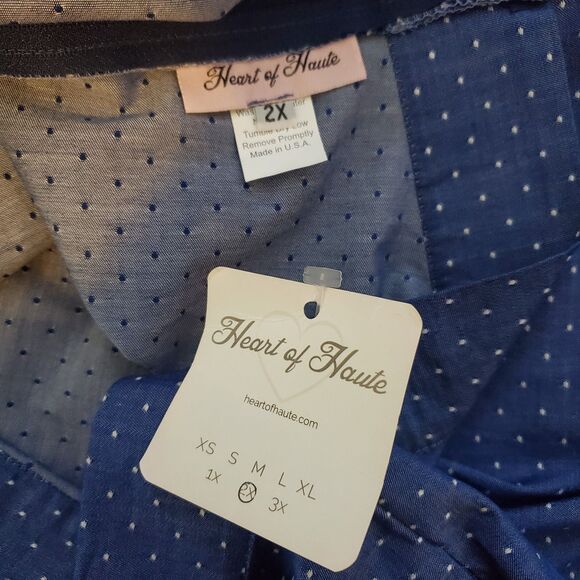 NEW Heart Of Haute Plus Size Blue Polkadot Circle Skirt - Picture 6 of 7